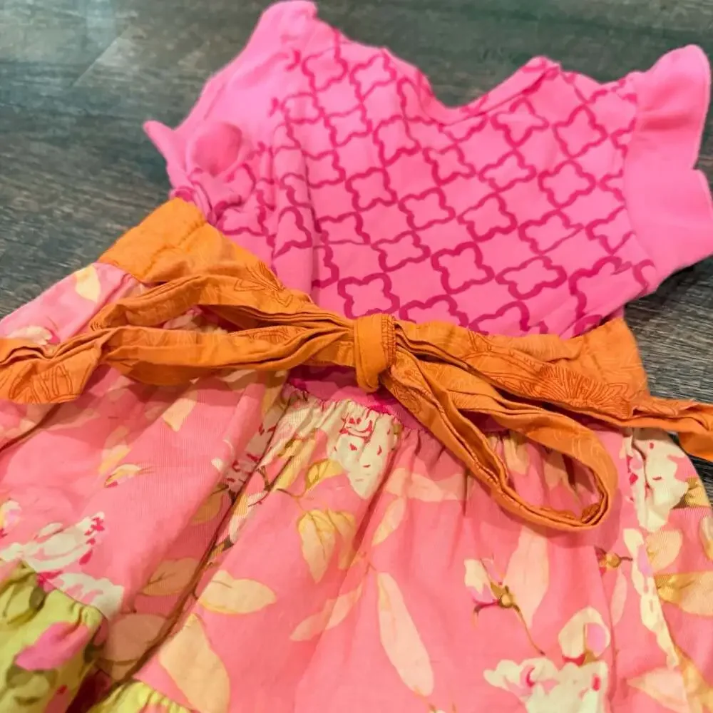 Giggle Moon Girls Ruffle Sleeve Floral Tiered Twirl Dress, Size 5